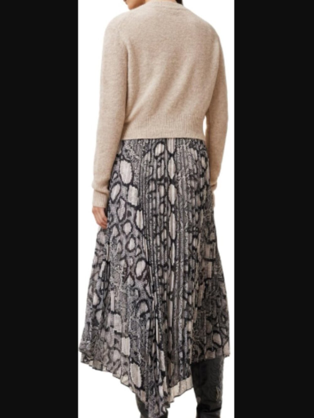 NWT AllSaints Donatella Dress Large Snake Print Midi Sweater Dress Quiet Luxury - Picture 3 of 16